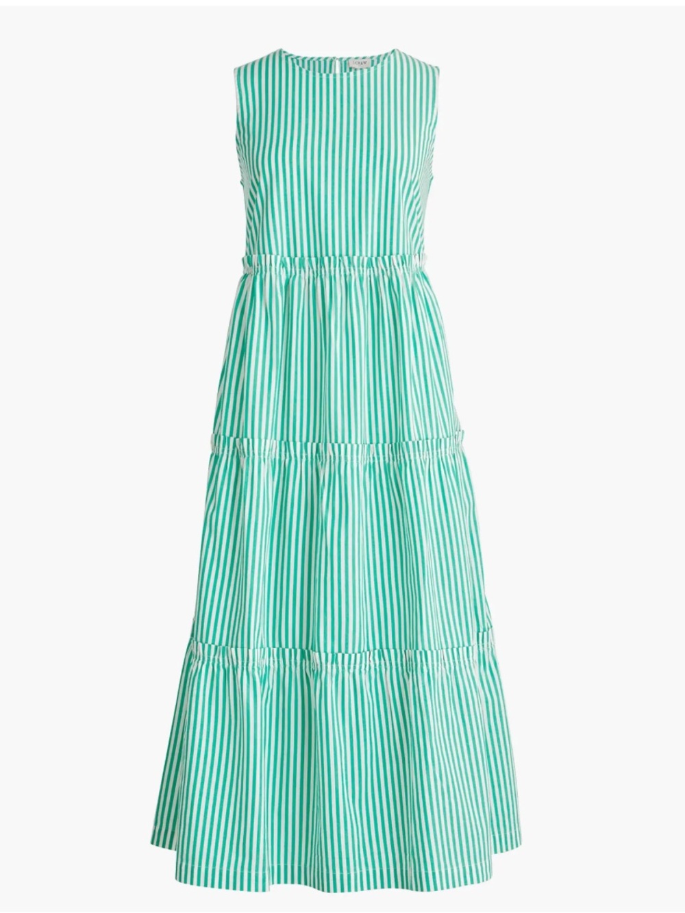 Jcrew sleeveless striped tiered midi dress